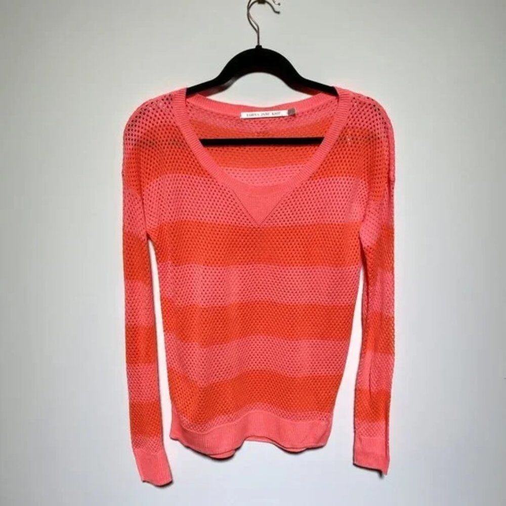Lorna Jane Womens Pink & Red Knit Jersey Sweater Size XS